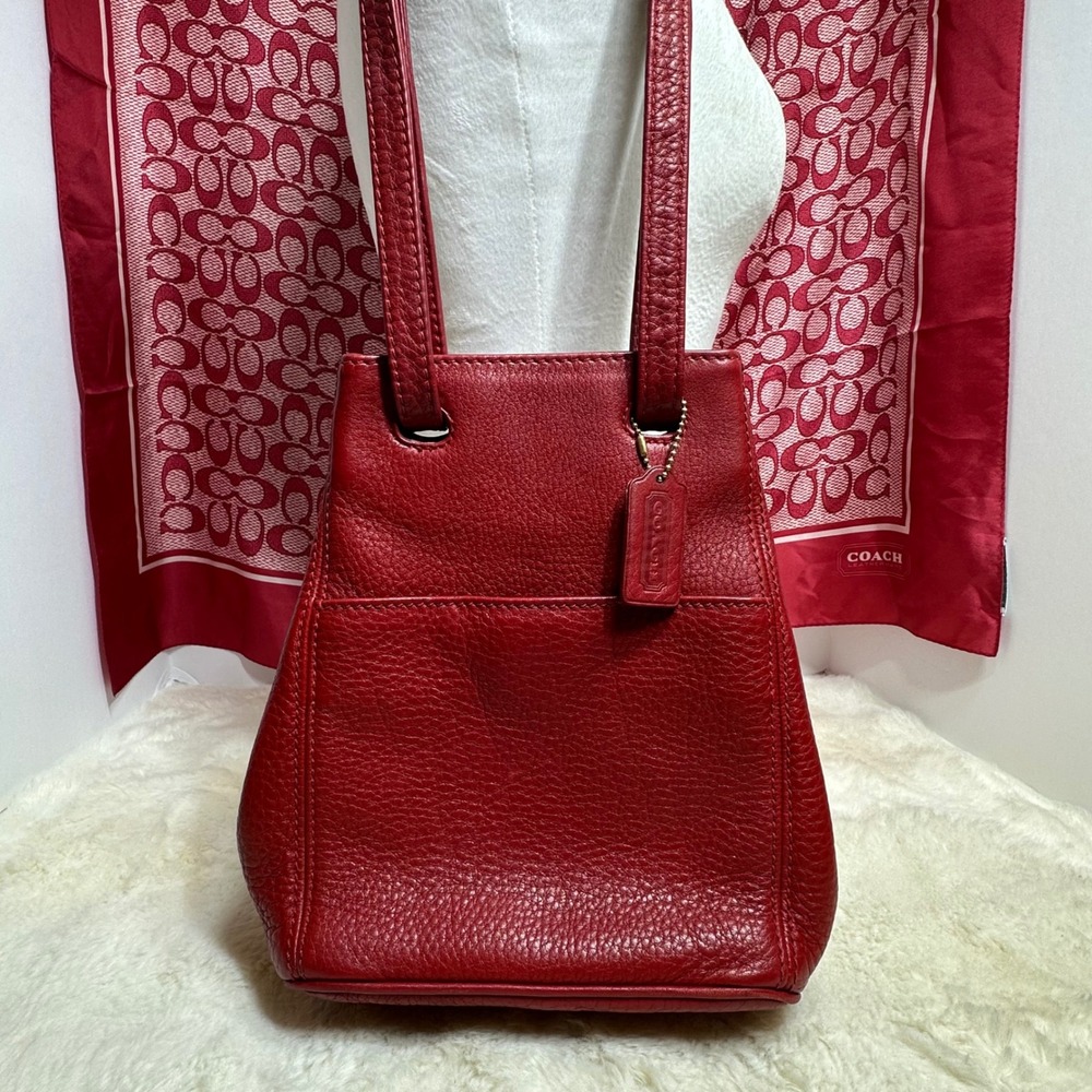 Vintage Coach Sonoma Red Natural Grain Leather Drawstring Shoulder Bag 4923